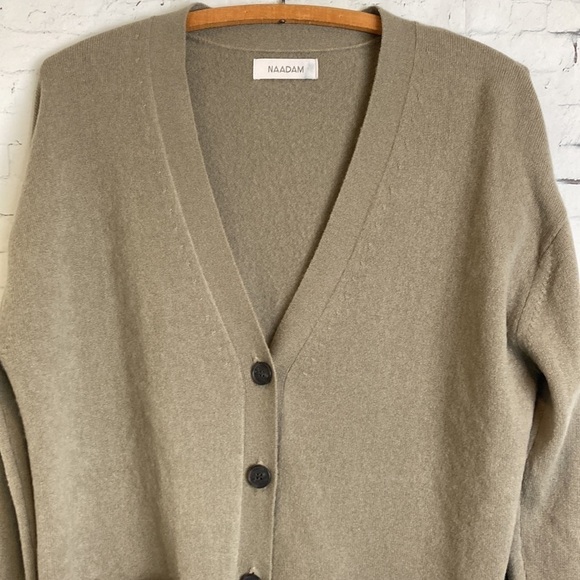 NAADAM 100% Cashmere Boyfriend Cardigan XS Brown Oversized old money luxury - Picture 4 of 16